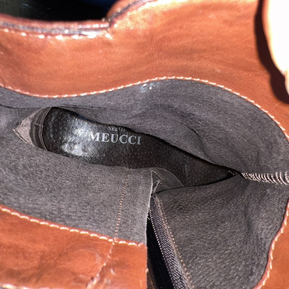 Sesto Meucci Womens Leather Strappy Almond Toe Mid-Calf Boots Brown Size 8 Italy - Picture 6 of 9